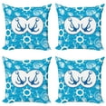 thumbnail image 1 of Ambesonne Nautical Throw Pillow Cover 4 Pack, Nostalgia Sailboat, 18", Blue Turquoise White, 1 of 5