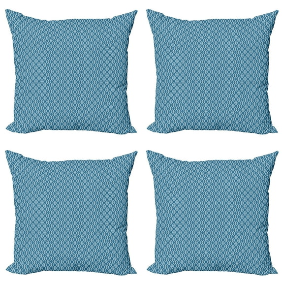 Ambesonne Nautical Throw Pillow Cover 4 Pack, Oceanic Art Monochrome, 24", White Sea Blue