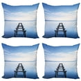 thumbnail image 1 of Ambesonne Nautical Throw Pillow Cover 4 Pack, Old Jetty Blue Sky, 16", Blue White Brown, 1 of 6