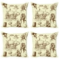 thumbnail image 1 of Ambesonne Nautical Throw Pillow Cover 4 Pack, Old Merchant Ship, 16", Pale Yellow Brown, 1 of 5