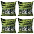 thumbnail image 1 of Ambesonne Nautical Throw Pillow Cover 4 Pack, Pine Tree in Lake, 16", Green, 1 of 6