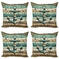 thumbnail image 1 of Ambesonne Nautical Throw Pillow Cover 4 Pack, Rustic Anchor Wooden Look, 20", Teal Seafoam Pale Brown, 1 of 7