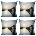 thumbnail image 1 of Ambesonne Nautical Throw Pillow Cover 4 Pack, Sinking Boat Sunset, 20", Pale Blue Brown, 1 of 7