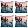 thumbnail image 1 of Ambesonne Nautical Throw Pillow Cover 4 Pack, Tranquil Serene View, 20", Pink Blue, 1 of 6