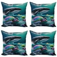 thumbnail image 1 of Ambesonne Nautical Throw Pillow Cover 4 Pack, Trippy Turtle with a Whale, 20", Teal Multicolor, 1 of 7