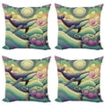 thumbnail image 1 of Ambesonne Nautical Throw Pillow Cover 4 Pack, Whale and Turtle Hippie, 24", Seafoam Purple and Pink, 1 of 7