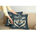 thumbnail image 1 of Ambesonne Nautical Throw Pillow Cover Pack of 2, Anchor with Whales Compass, 2 Pcs-40"x40", Petrol Blue Beige, 1 of 5