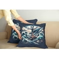 thumbnail image 1 of Ambesonne Nautical Throw Pillow Cover Pack of 2, Marine Anchor and Seagull, 2 Pcs-24" x 24", Indigo and Dark Salmon, 1 of 5