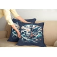 thumbnail image 1 of Ambesonne Nautical Throw Pillow Cover Pack of 2, Marine Anchor and Seagull, 2 Pcs-36"x16", Indigo and Dark Salmon, 1 of 5