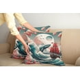 thumbnail image 1 of Ambesonne Nautical Throw Pillow Cover Pack of 2, Whale Sakura Spring Ocean, 2 Pcs-26"x26", Teal Blush and Dark Coral, 1 of 5