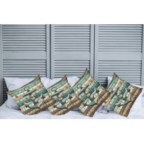 Ambesonne Nautical Throw Pillow Cover Pack of 4, Rustic Anchor Wooden Look, 4 Pcs-20" x 20", Teal Seafoam Pale Brown