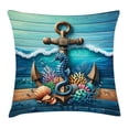 thumbnail image 1 of Ambesonne Nautical Throw Pillow Cushion Cover, Anchor Deep Ocean Life, 16" X 16", Sea Blue Amber Teal, 1 of 2