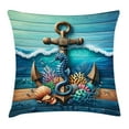 thumbnail image 1 of Ambesonne Nautical Throw Pillow Cushion Cover, Anchor Deep Ocean Life, 28" X 28", Sea Blue Amber Teal, 1 of 2