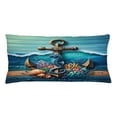thumbnail image 1 of Ambesonne Nautical Throw Pillow Cushion Cover, Anchor Deep Ocean Life, 36" X 16", Sea Blue Amber Teal, 1 of 2