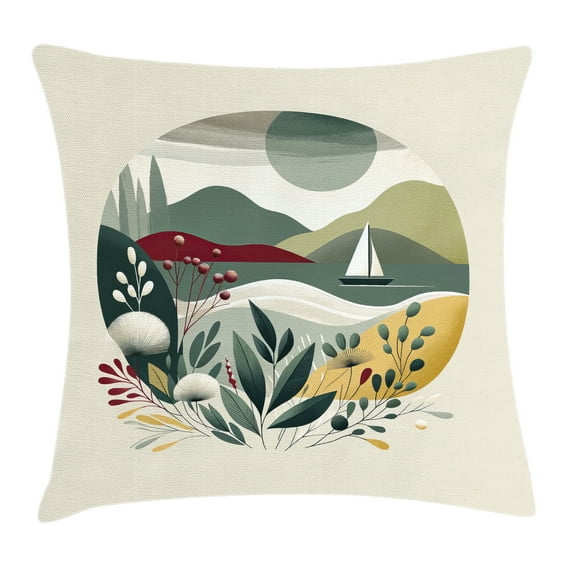 Ambesonne Nautical Throw Pillow Cushion Cover, Modern Boho Botanical Sea, 26" X 26", Sage Green