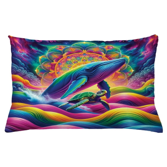 Ambesonne Nautical Throw Pillow Cushion Cover, Psychedelic Rainbow Colors, 26" X 16", Multicolor