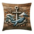 thumbnail image 1 of Ambesonne Nautical Throw Pillow Cushion Cover, Rustic Maritime Anchor Art, 40" X 40", Cocoa and Slate Blue, 1 of 2