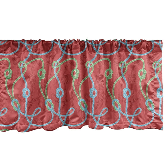 Ambesonne Nautical Valance Pack of 2, Colorful Twisted Ropes Art, 42"X18", Dark Coral Sky Blue