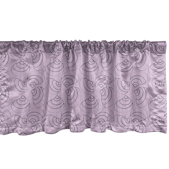 Ambesonne Nautical Valance Pack of 2, Oversimplified Seashells, 54"X12", Lilac and Charcoal Grey