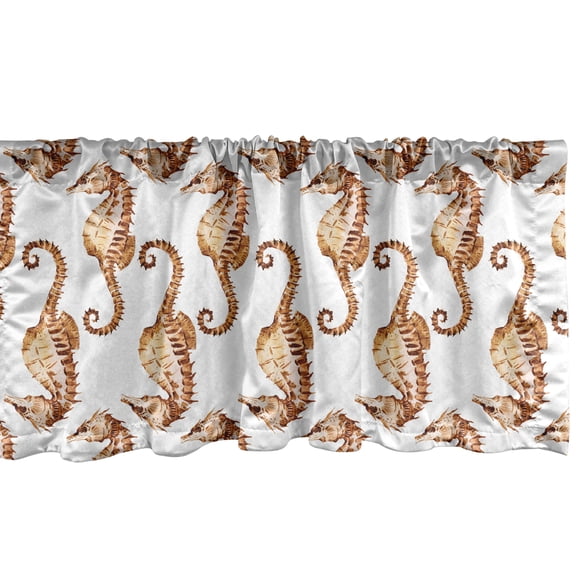 Ambesonne Nautical Valance Pack of 2, Underwater Life Modern Art, 54"X12", White Amber Peach
