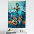 thumbnail image 1 of Ambesonne Nautical Wall Hanging Tapestry, Anchor Deep Ocean Life, 30"x45", Sea Blue Amber Teal, 1 of 2