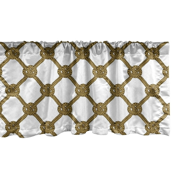 Ambesonne Nautical Window Valance, Abstract Cord with Knots, 54" X 12", Dark Mustard and Umber