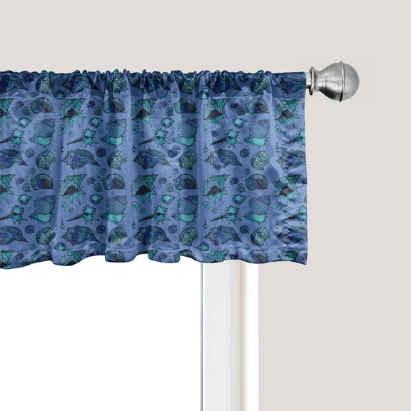 Ambesonne Nautical Window Valance, Assorted Seashells Pattern, 54" X 18", Aqua Dark Lavender