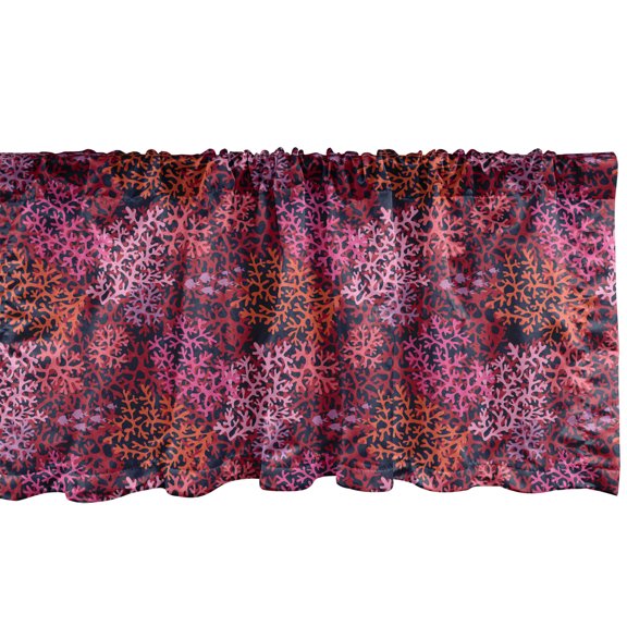 Ambesonne Nautical Window Valance, Colorful Sea Corals Art, 42" x 12", Raspberry and Dark Salmon