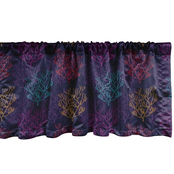 Ambesonne Nautical Window Valance, Colorful Seaweeds Pattern, 54" X 18", Multicolor