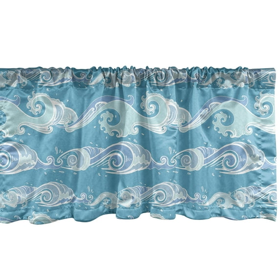 Ambesonne Nautical Window Valance, Sea Waves Ocean Splashes, 54" X 12", Sea Blue Pale Teal