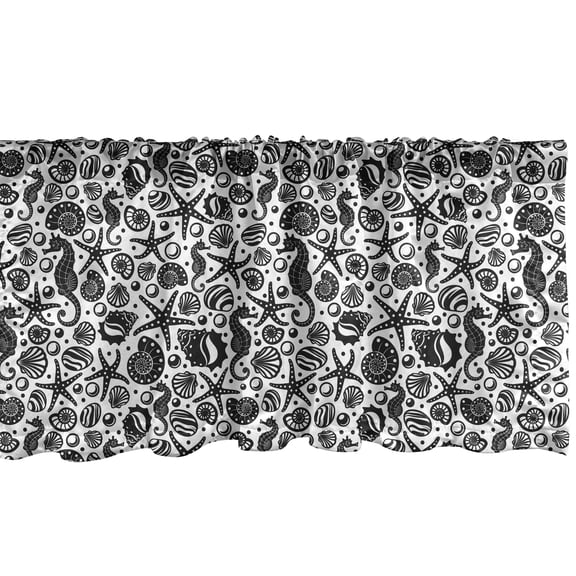 Ambesonne Nautical Window Valance, Silhouette Underwater, 54" X 12", Black and White