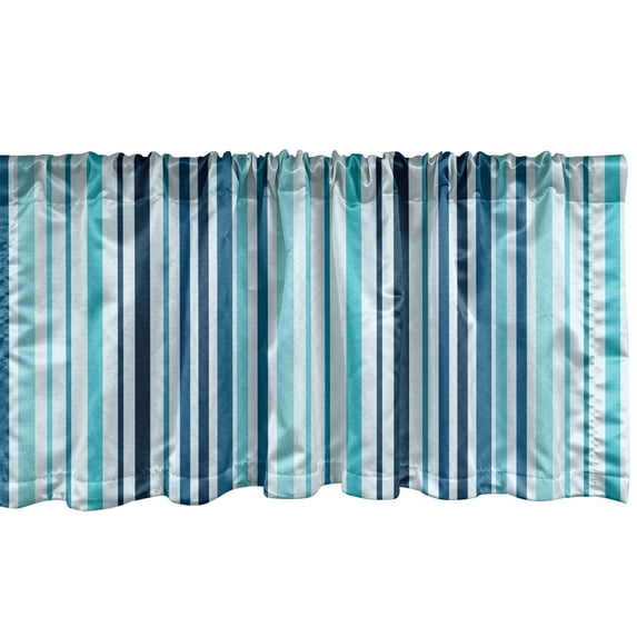 Ambesonne Nautical Window Valance, Striped Pastel Toned, 42" x 12", Sky and Dark Blue