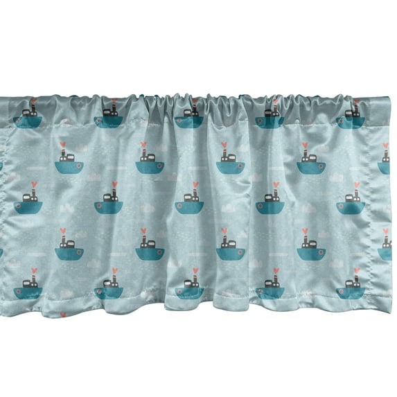 Ambesonne Nautical Window Valance, Yachts Boats Sailing Sea, 54" X 12", Pale Blue