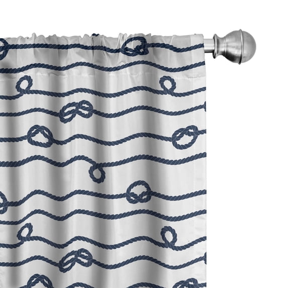 Ambesonne Navy Window Curtains, Sea Marine Nautical Knots, Each 28" W x 84" L, Navy Blue and White