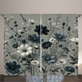 thumbnail image 1 of Ambesonne Navy Blue Curtains 2 Panel Set, Monochromatic Wildflowers, 108" x 63", Coconut Dark Petrol Blue, 1 of 2