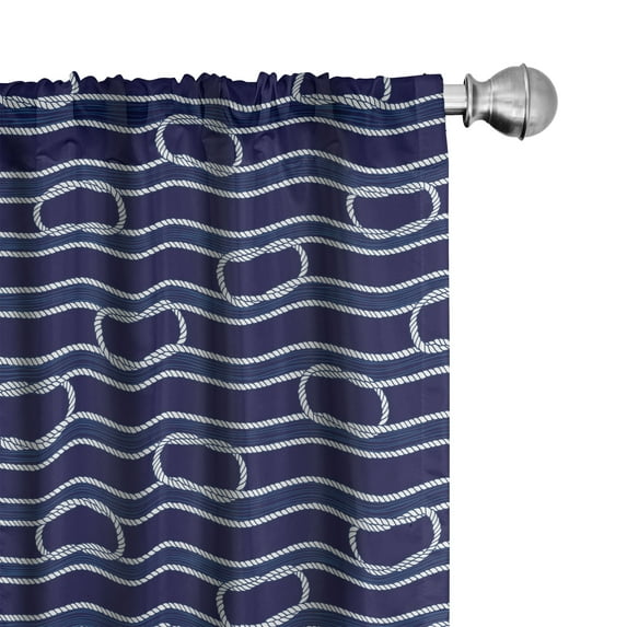 Ambesonne Navy Blue Curtains, Marine Knots Pattern, Pair of 28"x63", Dark Blue White