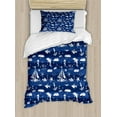 thumbnail image 1 of Ambesonne Navy Blue Duvet Cover Sets, Grunge Anchor Ship, 2-Twin, Blue White, 1 of 3