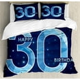 thumbnail image 1 of Ambesonne Navy Blue Duvet Cover Sets, Modern Birthday Image, 2-Queen, Dark Blue Turquoise, 1 of 3