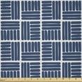 thumbnail image 1 of Ambesonne Navy Blue Fabric by the Yard Microfiber, Stripes in Squares, 1 Yard, Night Blue and White, 1 of 2