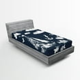 thumbnail image 1 of Ambesonne Navy Blue Fitted Sheet, Boat Clouds Anchor, Twin XL Size, Navy White, 1 of 3