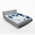 thumbnail image 1 of Ambesonne Navy Blue Fitted Sheet, Cat Kitty Design, Full Size, Grey White, 1 of 2