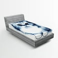 thumbnail image 1 of Ambesonne Navy Blue Fitted Sheet, Cat Kitty Design, Twin XL Size, Grey White, 1 of 2