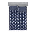 thumbnail image 1 of Ambesonne Navy Blue Fitted Sheet & Pillow Sham Set, Maritime Anchor Whale, Full, Navy Blue White, 1 of 2