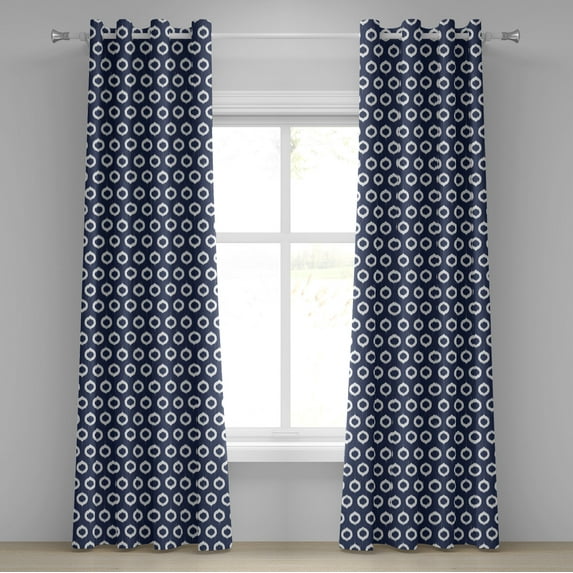 Ambesonne Navy Blue Grommet Curtain, Grunge Sketchy Design, 50" x 120", Dark Blue and White