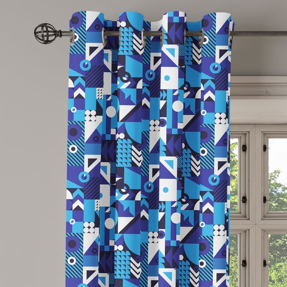 Ambesonne Navy Blue Grommet Curtain Single Panel, Contemporary Abstract, 50"x60", Violet Pale Blue White