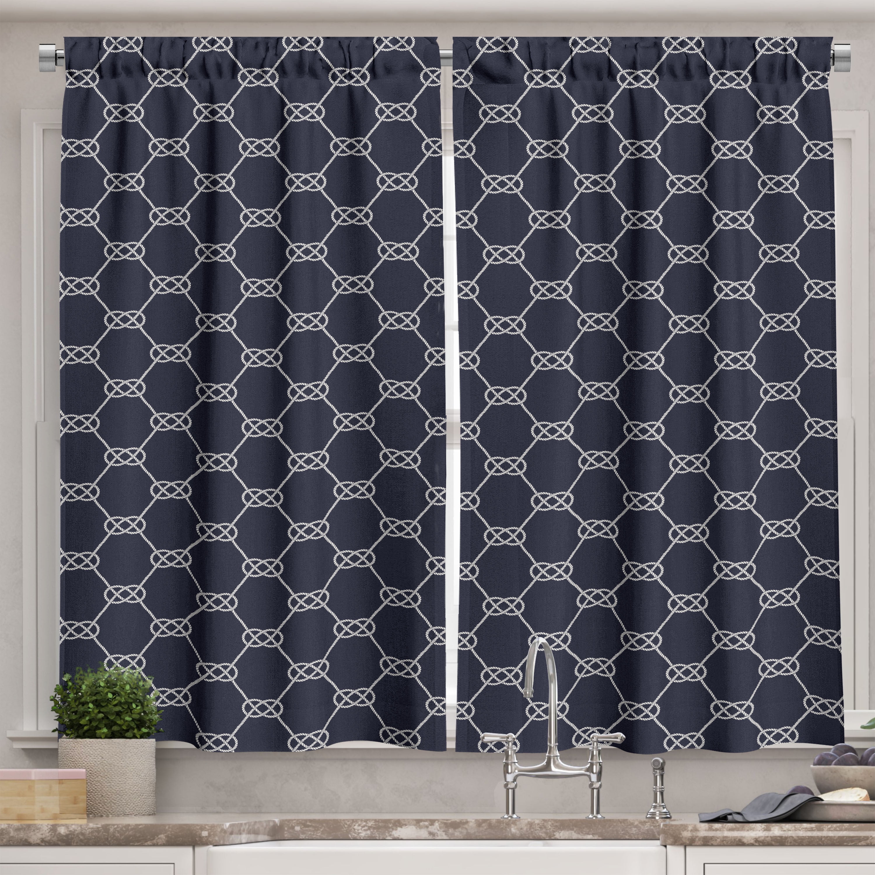 Kitchen Curtains Navy Blue