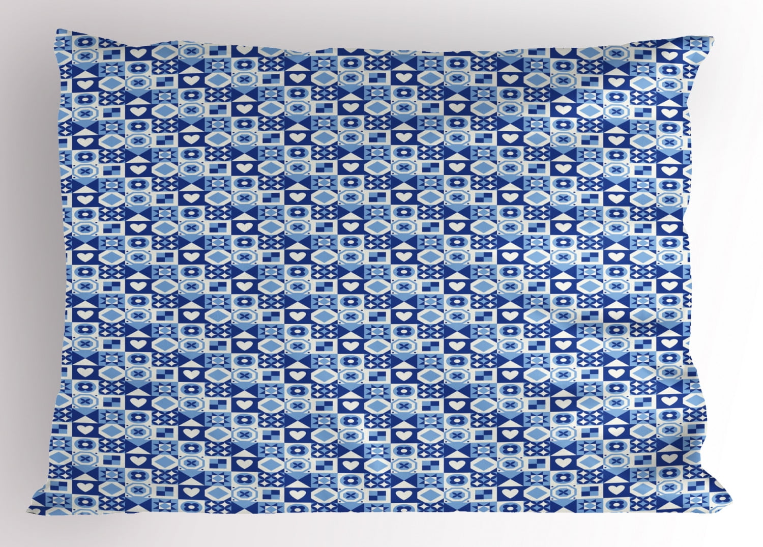 Ambesonne Navy Blue Pillow Sham, Abstract Grid Squares, 26" X 20", Pale