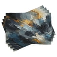thumbnail image 1 of Ambesonne Navy Blue Place Mats Set of 4, Abstract Brushstroke Art, Standard Size, Blue Grey Dimgray Orange, 1 of 5