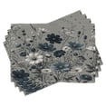 thumbnail image 1 of Ambesonne Navy Blue Place Mats Set of 4, Monochromatic Wildflowers, Standard Size, Coconut Dark Petrol Blue, 1 of 5