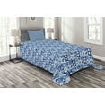 thumbnail image 1 of Ambesonne Navy Blue Quilted Bedspread Set 2 Pcs, Abstract Grid Squares, Twin Size, Pale Blue Dark Blue, 1 of 3